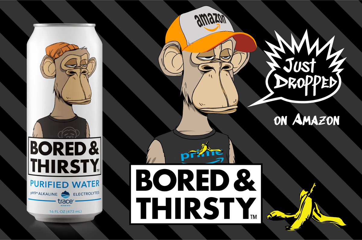 BoredThirsty's tweet photo. Unleash your inner artist with a sip! 🎨💦 Bored & Thirsty's "NFT Art Series" canned water is not just a thirst quencher, it's a (wink wink) creativity booster! Now a collector's treasure on Amazon. Secure your can while stocks last: https://t.co/9mV1lDAyN1 #BoredThirsty #SipIntoCreativity #BoredApeYachtClub #YugaLabs #Azuki #PudgyPenguins #Dogliens #BAYC #LFG 🚀
