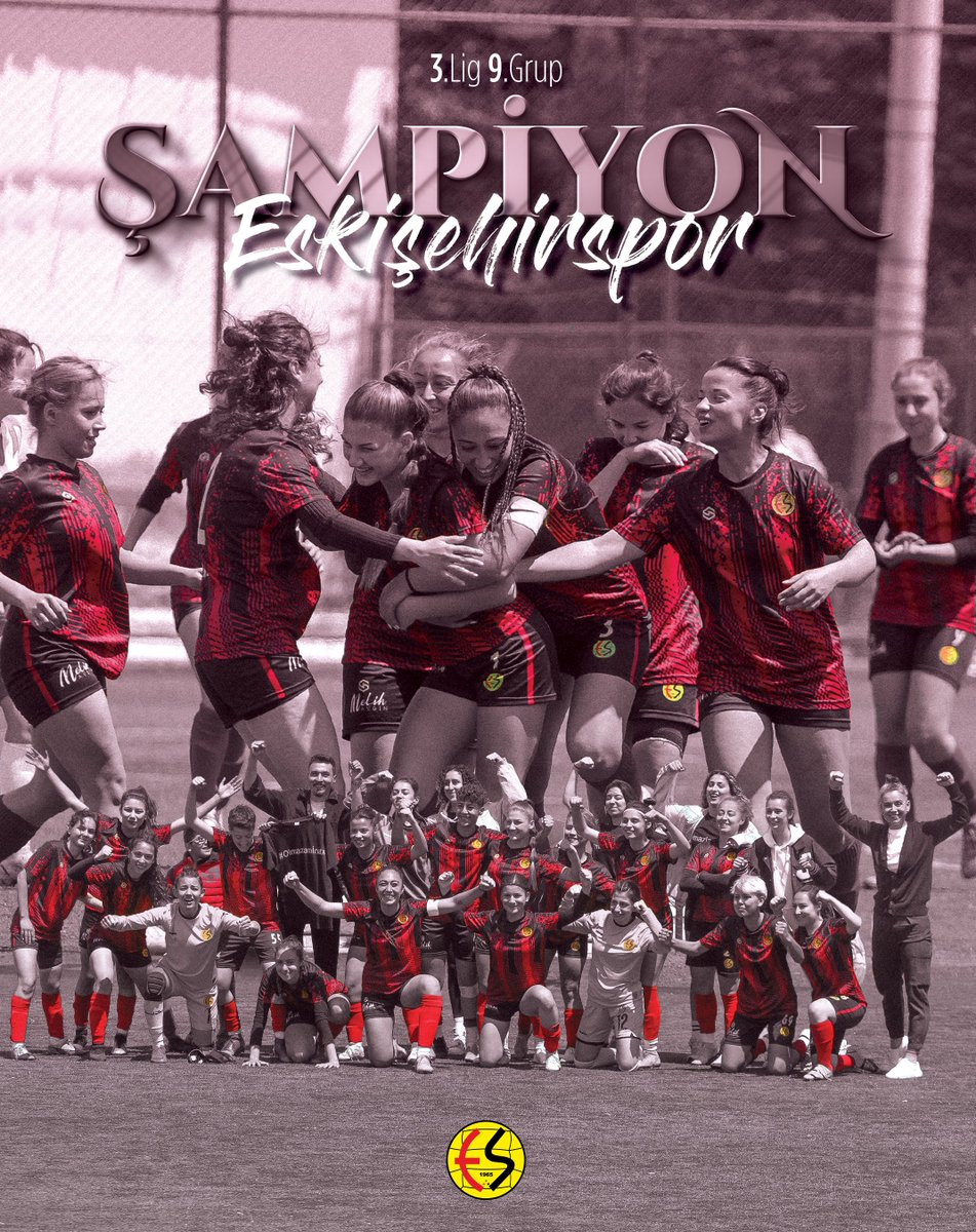 Eskisehirspor's tweet photo. 🏆 TFF Kadınlar Futbol 3. Lig 9. Grubu şampiyon olarak tamamlayan Kadın Futbol Takımımızı (@ESESkadinfutbol) kutluyor, tüm şehrimiz adına sporcularımızı ve emeği geçen herkesi tebrik ediyoruz. 🖤❤️ https://t.co/U7MzSGyKL5