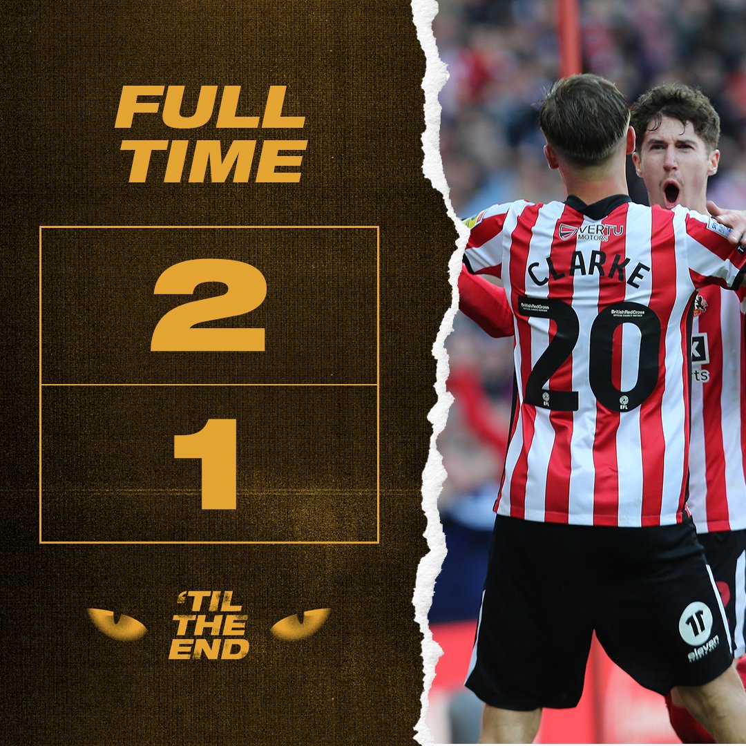We take a one-goal advantage to Kenilworth Road 👊

#SAFC | #TilTheEnd