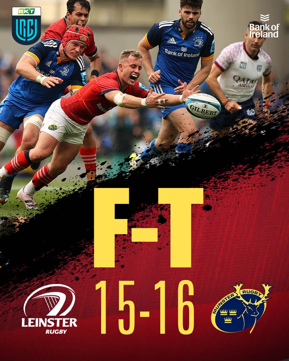 FULL-TIME: Leinster 15-16 Munster 

WE ARE INTO THE #URC FINAL!!!!

#LEIvMUN #SUAF 🔴