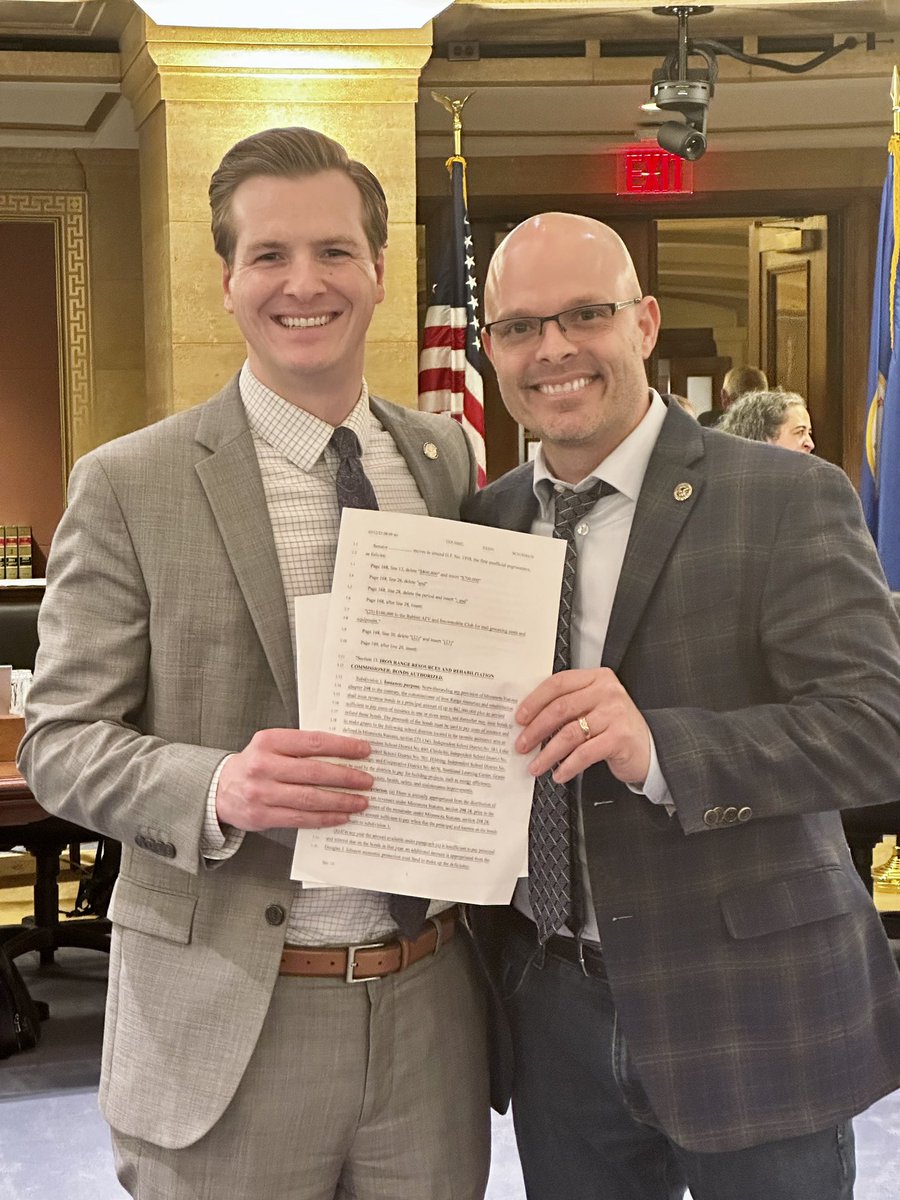 My good friend &amp; fellow Iron Range Legislator, <a href="/DaveLislegard/">Dave Lislegard</a>, and I passed the Mineral Article in the Tax Conference Committee today. This provides over $6 million in grants to Iron Range communities &amp; will provide critical funding for school districts across our region! ##mnleg