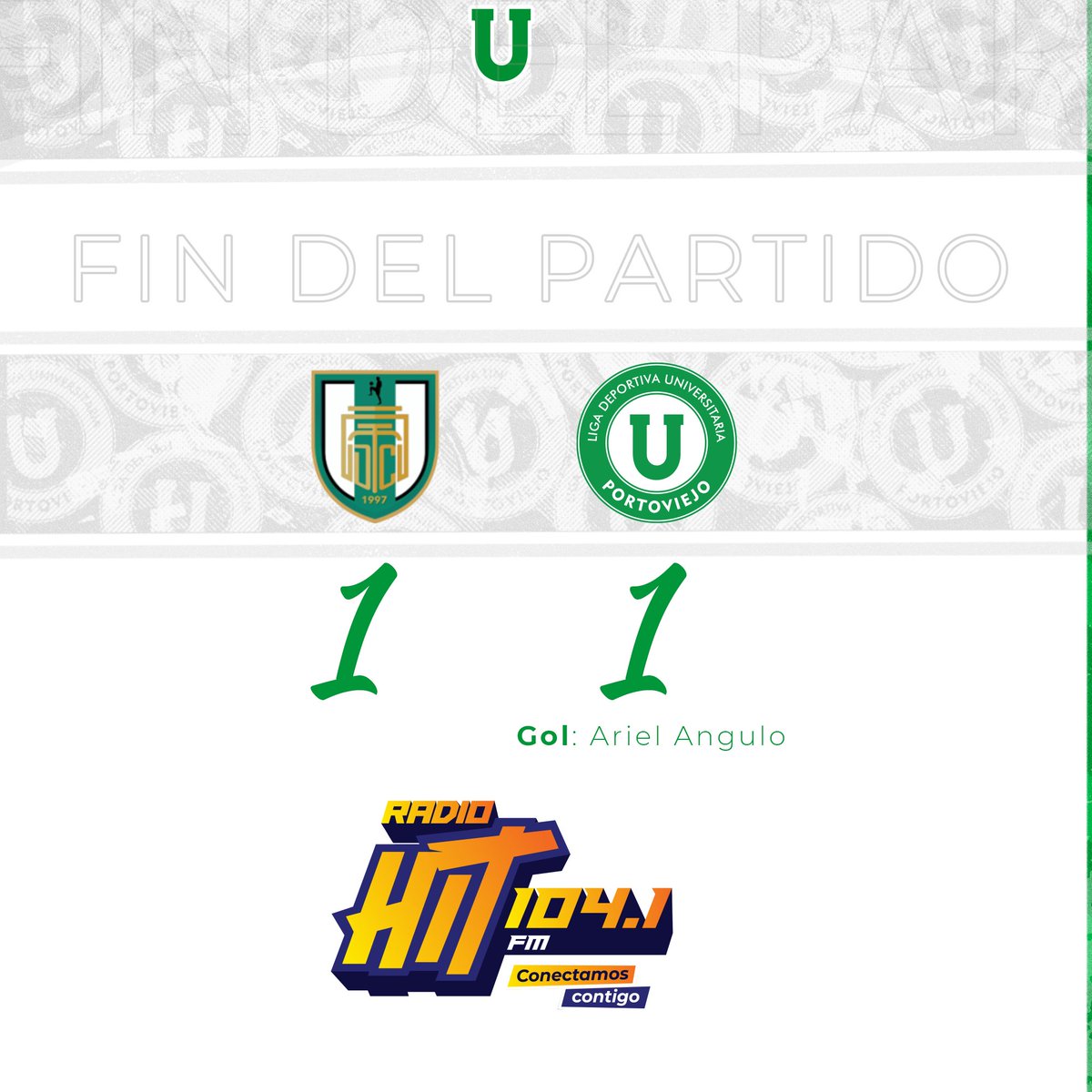 LDUPoficial's tweet photo. Final del partido!
#DColon 1 - #LDUP 1
⚽️16. Ariel Angulo
#VamosLiga #El2023SeráVerdeyBlanco #LDUP2023💚🤍 https://t.co/i0uazjflns