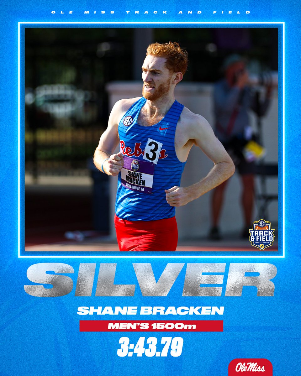 OleMissTrack's tweet photo. Shane Bracken earns silver in the 1500m! 🥈

#HottyToddy https://t.co/oQPHvBlZao