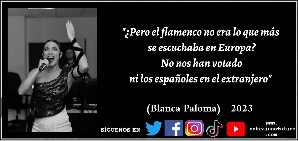 n0brainn0future's tweet photo. Blanca Paloma (2023): "¿Pero el flamenco no era lo que más se escuchaba en Europa? No nos han votado ni los españoles en el extranjero"
#blancapaloma #Eurovision #Eurovision2023 #EurovisionRTVE #Loreen #Spain0points #flamenco #Spain12points https://t.co/xOCYrsSKRf