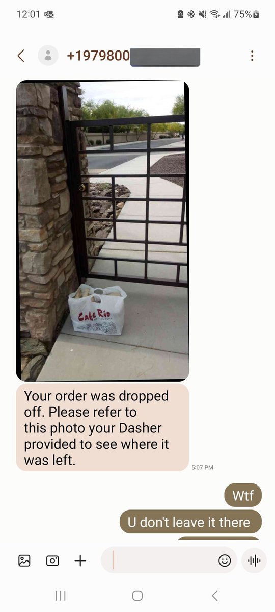 Cashm0ney4Life's tweet photo. Had an unprofessional interaction with DoorDash recently involving one of their drivers(Anthony) who left my food on the corner of our gated community because my listed gate code didnt work.i have had many drivers call me to ask what it is as my gate code,now I'm disabled. Ban DD https://t.co/lV2nQJGUKc