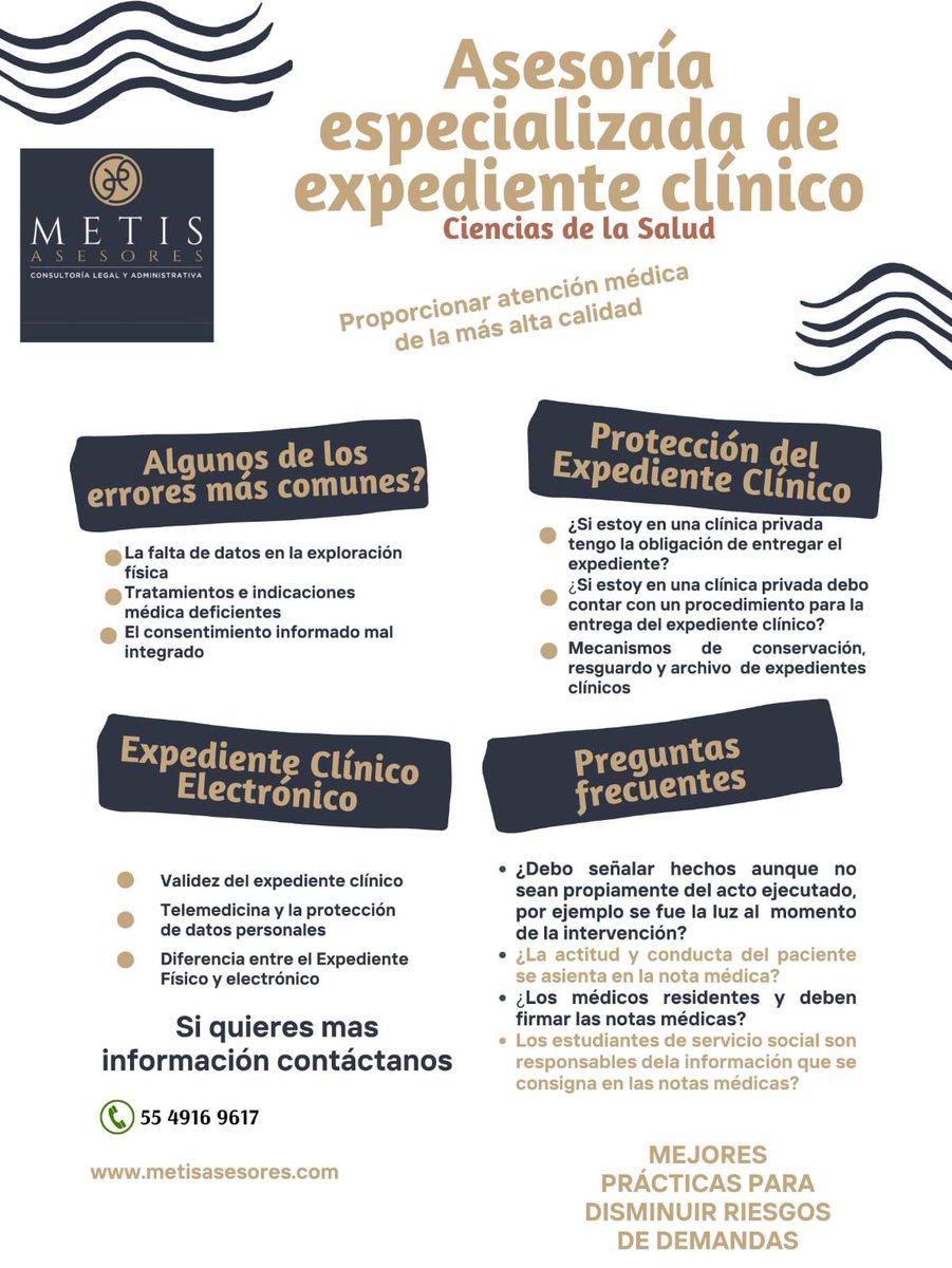 MetisAsesores's tweet photo. 📂 En @MetisAsesores te ofrecemos la asesoría especializada para tener un registro adecuado del #expediente #clínico de tus pacientes conforme a la #NOM004 de salud. #cienciasdelasalud
Contáctanos:
📲 https://t.co/wPpWdJ4JKf
📩 contacto@metisasesores.com https://t.co/Sslv8i0xC9
