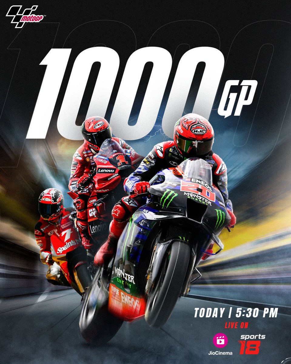 HotstarReality's tweet photo. 𝑨 𝑹𝒂𝒄𝒆 𝑻𝒐 𝑹𝒆𝒎𝒆𝒎𝒃𝒆𝒓 🏍

History awaits as the 🌎 gets ready for #GP1000 🔥

Catch the Le Mans action ➡ 5:30 PM onwards, LIVE only on #JioCinema &amp; #Sports18 🏁

#FrenchGP #MotoGP #MotoGPonJioCinema #MotoGPonSports18 https://t.co/erkICDEZTh