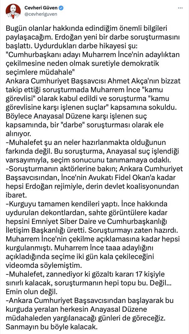 Cevheri Güven den önemli açıklama