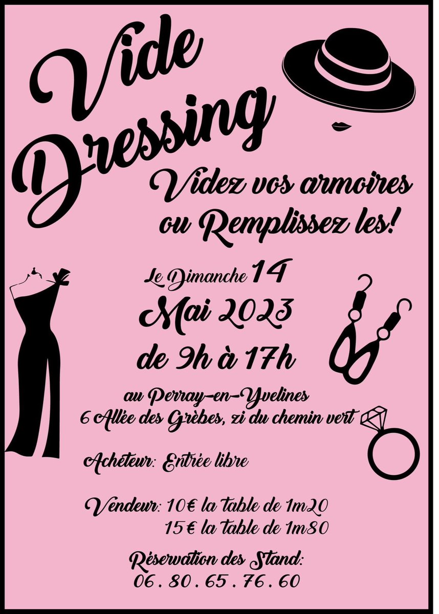Tosca__'s tweet photo. ⏰ Rendez-vous demain pour un vide dressing au Perray-en-Yvelines ❗️Pour les amoureux de vêtement, chaussure, accessoire… ou de bonne affaire , c’est le rendez-vous à ne pas manquer.👗👖👠👔 #Videdressing #Vente #Vêtements #Chassures #Accessoires #Leperrayenyvelines #Yvelines https://t.co/0LMK98i2qd