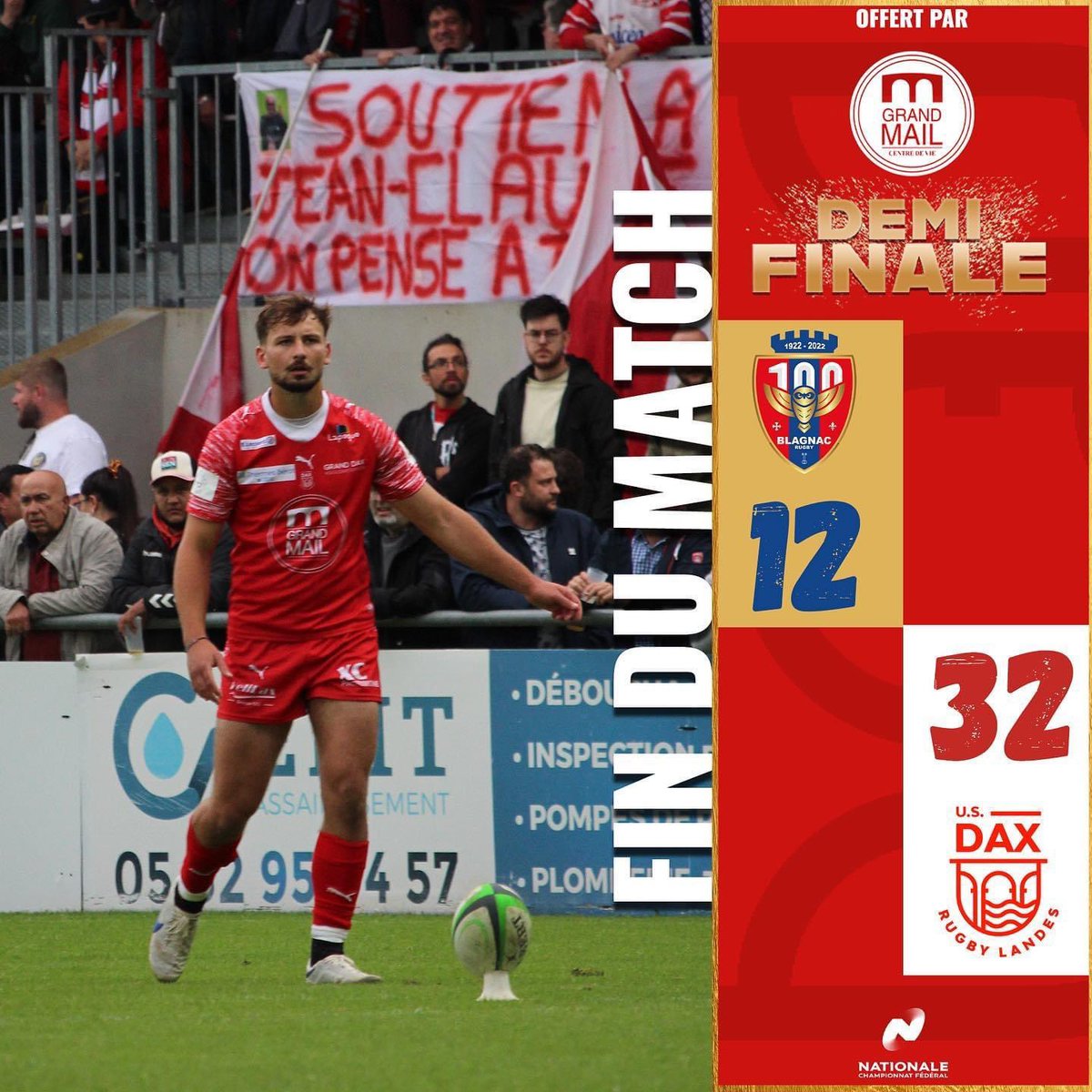 usdaxrugby's tweet photo. ILS L’ONT FAIT 😍😍 ! 

Félicitations à nos 🔴&amp;⚪️ qui réalisent une seconde période parfaite en s’imposant sur le score de 32-12 !                                        

Rendez-vous samedi 20 mai à 19h13 au stade Maurice Boyau pour le match retour ! https://t.co/AUuH2yhZ8p