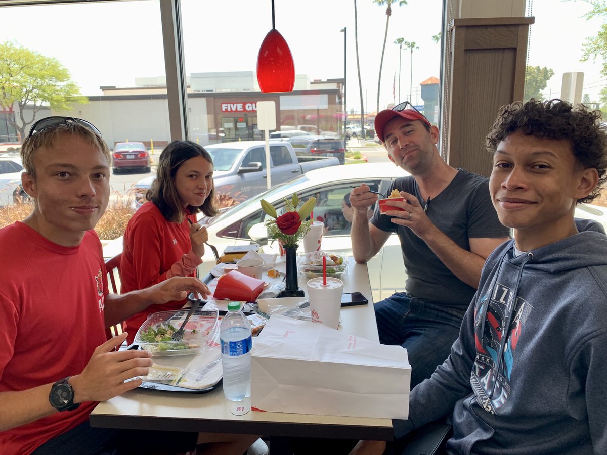 Allena Fugatt, Trent Janssen, Jase Carrasquillo some of the last chancers with Coach Brent fueling up for the last race of the regular season