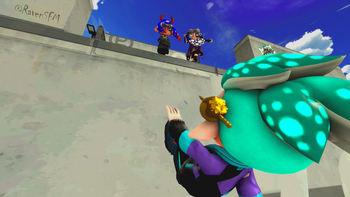 iRavenSynapse's tweet photo. we have decided to yeet dino off moray towers. #Splatoon3D #Splatoon #SplatoonSFM #SFM https://t.co/C9ik8CPBDg