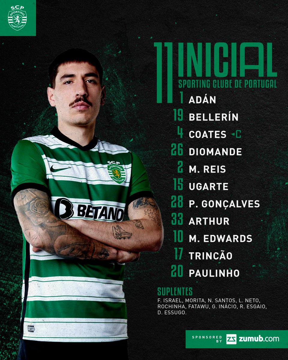 nucleo_scp_bcl's tweet photo. Este é o nosso 𝐎𝐍𝐙𝐄 𝐈𝐍𝐈𝐂𝐈𝐀𝐋 para hoje 🟢⚪️

#SCPCSM #LineUpSCP #DiaDeSporting #SportingCP #NúcleoSCPBarcelos https://t.co/ct3jRJTbYa