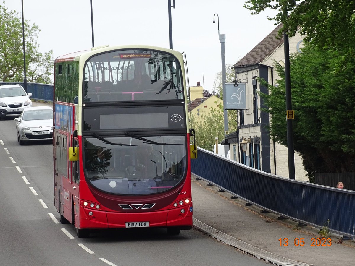 Shaun__92's tweet photo. First Doncaster - 36235 - Volvo B9TL - Wright Eclipse Gemini 2 - BD12 TCX on Service 87 to Moorends Via Stainforth #doncaster #Stainforth #thorne #moorends #firstbus #firstbuses #firstdoncaster #doncasterredbuses #doncasterreds #volvob9tl #wrighteclipsegemini2 13/05/23 https://t.co/tNX0guwJMl
