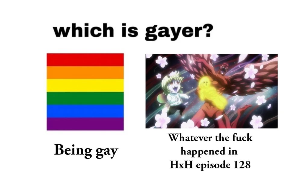 derp_doc's tweet photo. ANSWER!!!!!!!!!!!!!
#hxh #HunterXHunter #anime #question #gay #lgbtq #lgbt #G #hashtag #animememe #animemems #meme https://t.co/hOePYeo5vF