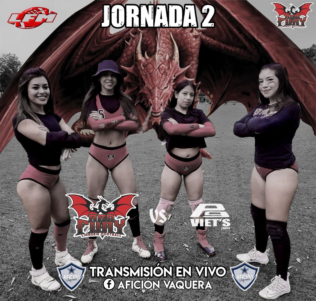 RedFuryFootball's tweet photo. #LFM Week 2 Tomorrow at 3pm! If you can't make it out to the game, you can watch it via live stream on the #AficionVaquera FB page. 

#RedFuryReloaded #unleashthefury #football #bikinifootball #sexy #cdmx #mexico #ffz #lingeriefootball #nojokefootball #likeagirl #ligalfm https://t.co/hqsqJcbPDn