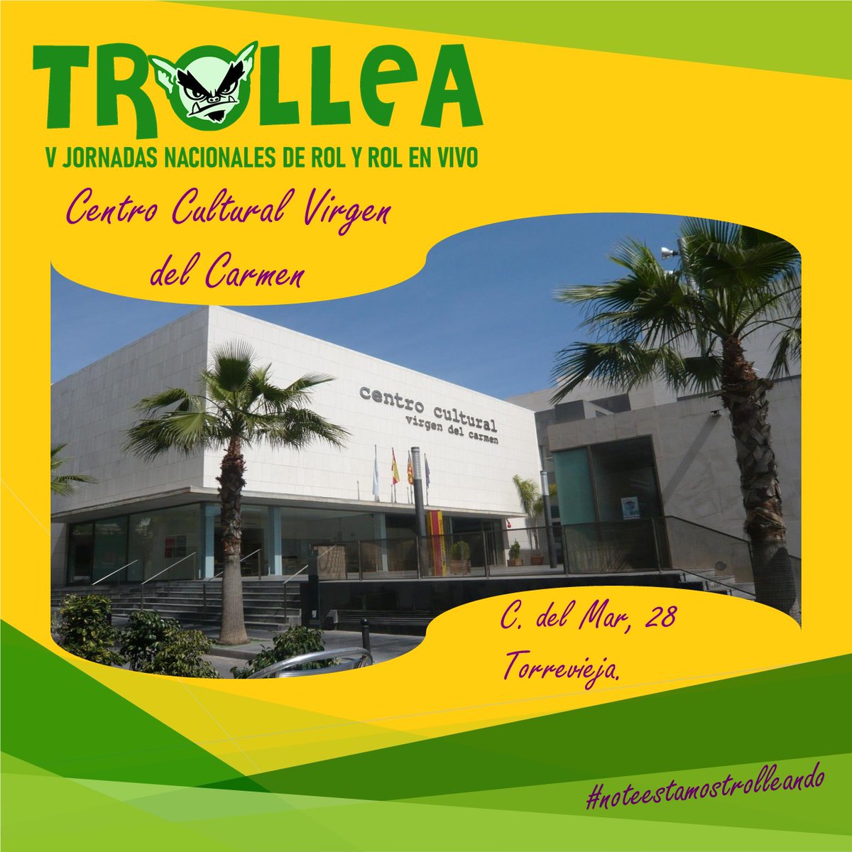 Un año más convertiremos el Centro Cultural Virgen del Carmen en nuestra cueva.  ¡Esperamos que estéis muy cómodos!

#rolespaña #rev #rem #rolenvivo #rolmesa #jornadas #larp #ocioalternativo #trollea #trollea23 #torrevieja #torreviejarol #noteestamostrolleando