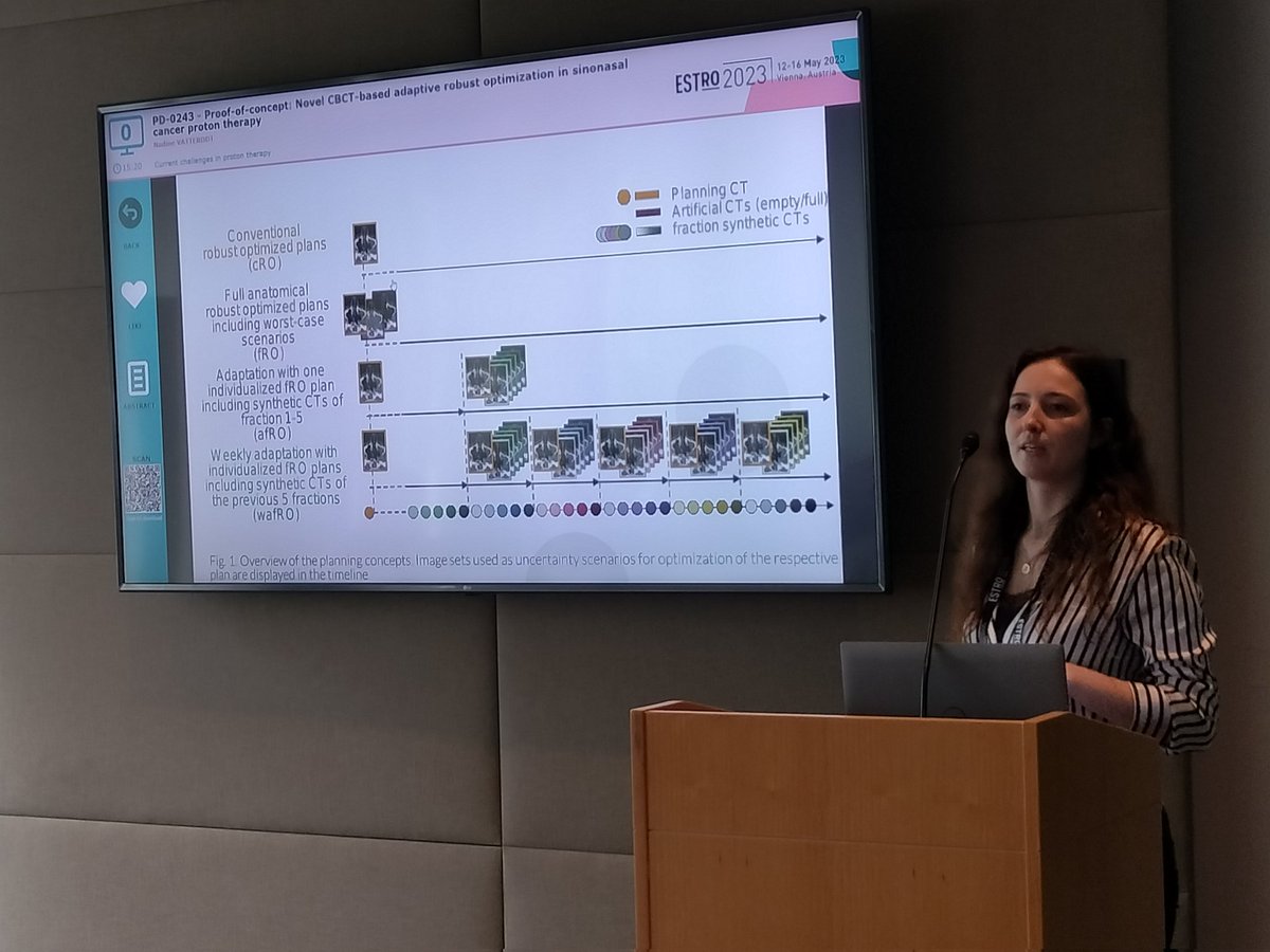 Great presentation (as always) from PhD student @NadineVatterodt today at #ESTRO2023, on improving robustness of proton plans to anatomical changes. @raptor_itn @DCPTprotons
