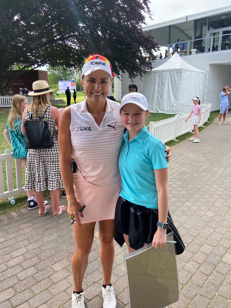 andrewru's tweet photo. @LPGAfounders @Lexi Elin followed her idol around the course today, and got her picture with her. Look at that smile. Thanks for making the day of an 11yo girl!!! https://t.co/PXC4D2t8Wd