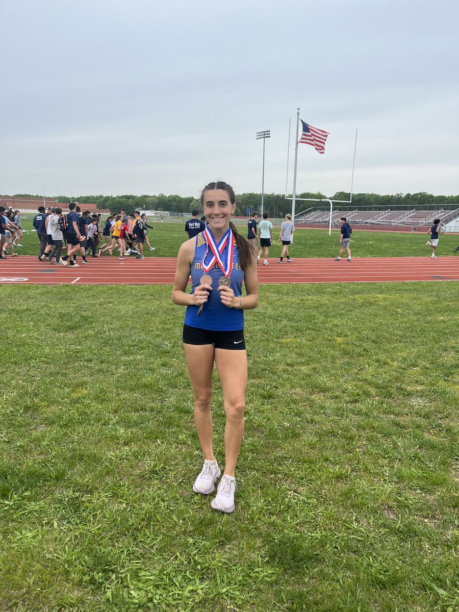 Winning triple jump Thursday at Ocean County Championships for Bella Palmiotto wasn’t enough. She hit her personal bests in both long jump (17’1”) and high jump (5’) taking 4th and 5th overall. Both PR’s are top 50 in the state. Congratulations! <a href="/MTHS_Sports/">Manchester Twp. H.S. Sports Updates</a> <a href="/MTownGirlsTrack/">Manchester Twp Girls Spring Track</a>
