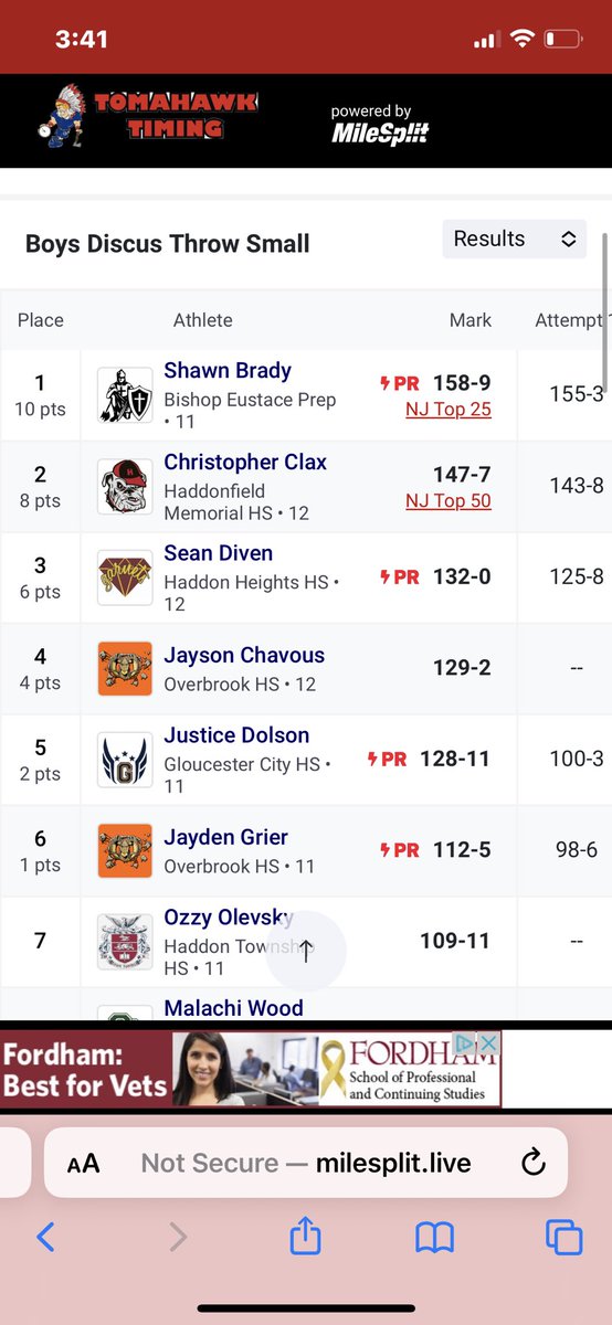 Chris Clax finishes 3rd in the shot put and 2nd in the discus at the Camden County Championship <a href="/HMHSathletics/">HMHS Athletics</a>