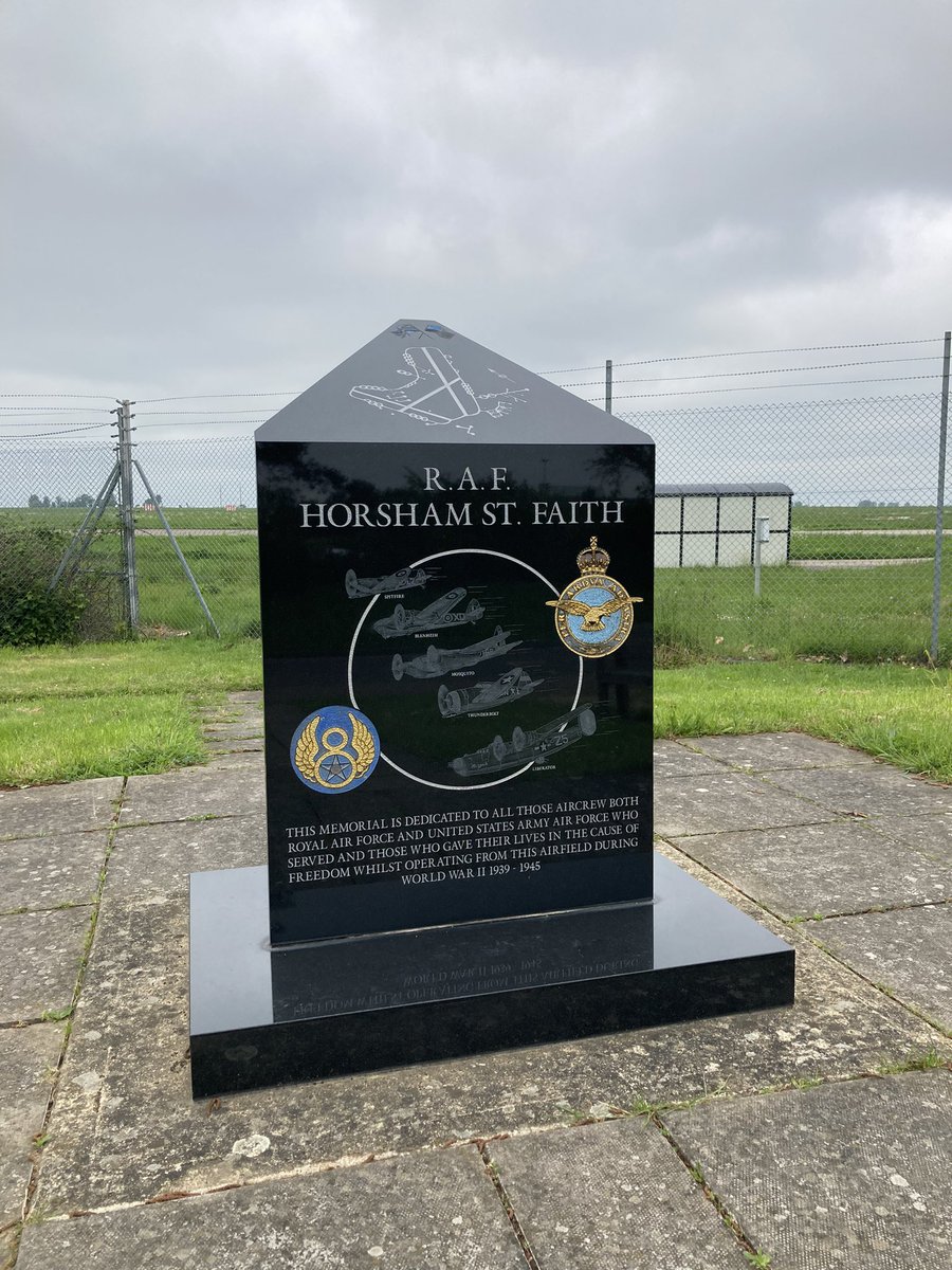 Flown from <a href="/NorwichAirport/">Norwich Airport</a> a lot, yet somehow missed this little memorial to all #RAF and #USAAF units and aircraft that flew from here when it was RAF Horsham St Faith…#Blenheim #Liberator #Spitfire #Mosquito #Thunderbolt #WW2 #MilitaryHistory #AVGeek