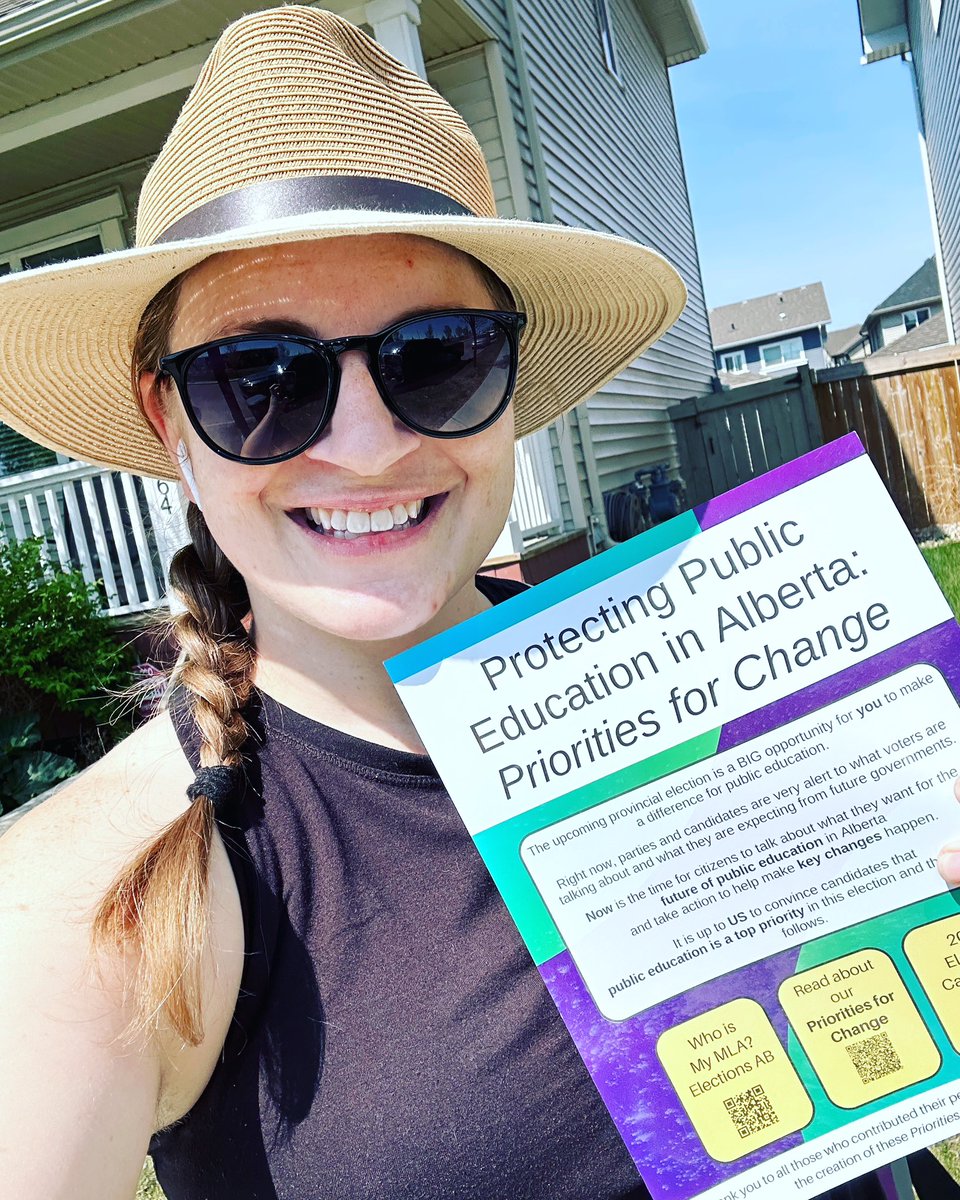 Out on a very hot and sunny day handing out the “Protect Public Education: Priorities for Change” flyer!

Check the 🧵for an image in this document!
#standforpubliceducation #makeadifference #yourvotematters #studentsdeservebetter #abpoli #albertavotes2023