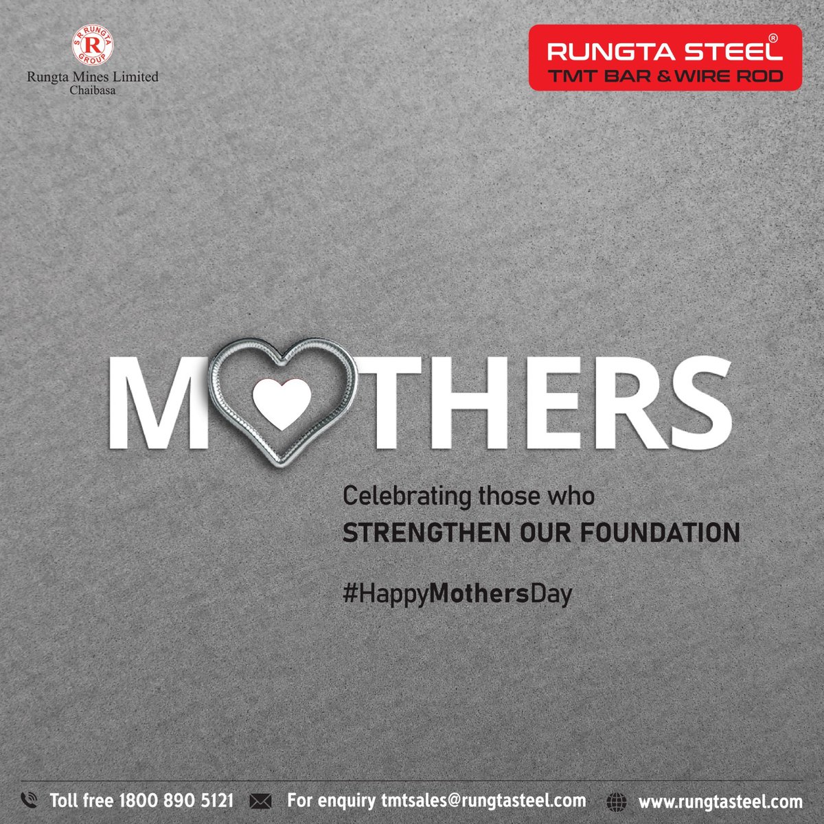 This #MotherDay, we at #RungtaSteel celebrate the unwavering strength and resilience of all the amazing moms out there.
 #FoundationSahiTohFutureSahi #EkdumSolid #RungtaSteelTMTBars #TMTBars #WireRods #RungtaMines #HappyMothersDay #MothersDay2023