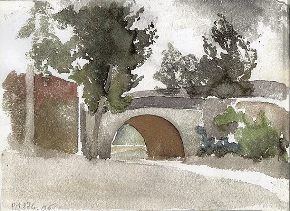 henri_zuber's tweet photo. Étude de pont - H. Zuber - Aquarelle 18 x 25,3 - Coll. part. #henrizuber « Dos de l'aquarelle Étude de Ciel qui, elle, a été présentée à Narbonne en 2014, dans le cadre de l'exposition l'ART DE L'INSTANT, consacrée à Henri Zuber » https://t.co/pWujiwMImS