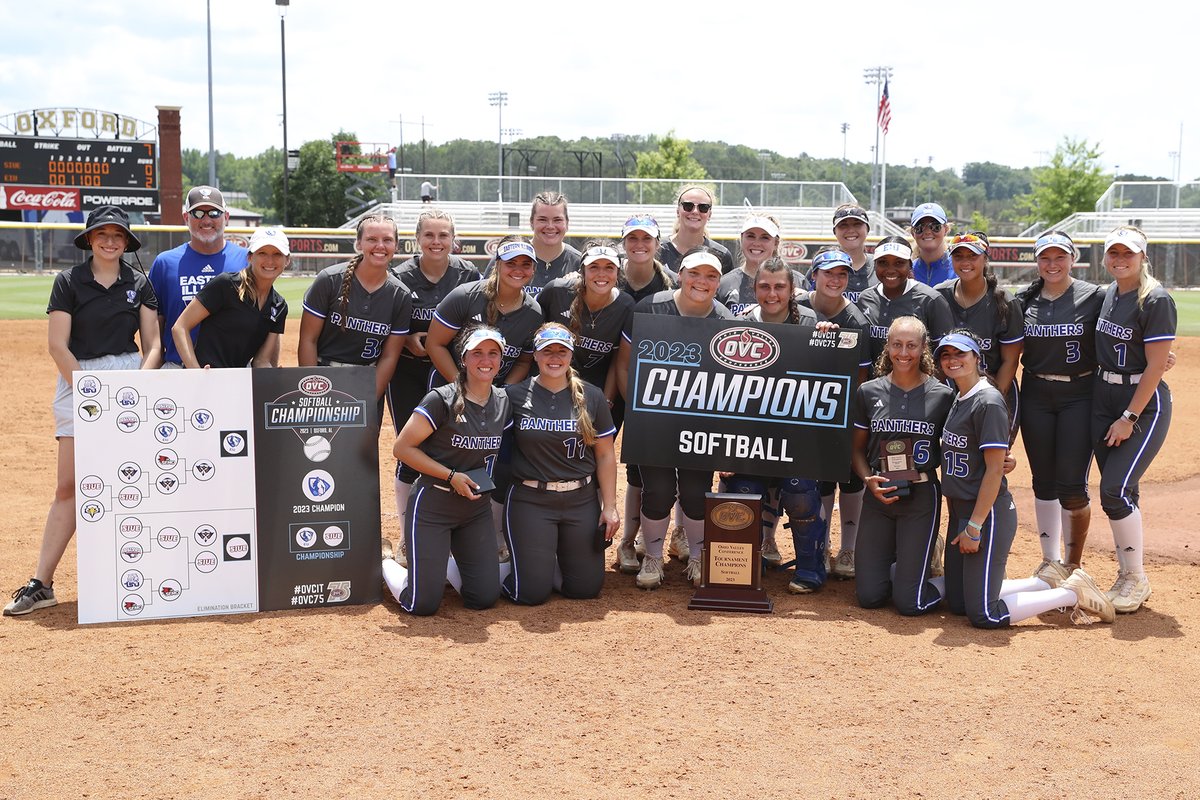Congratulations to <a href="/EIU_Softball/">Eastern Illinois Softball</a> for winning its first OVC Softball 🥎 Championship.

The NCAA Selection Show is Sunday at 6pm CT on ESPN2.

#OVCit | #OVC75