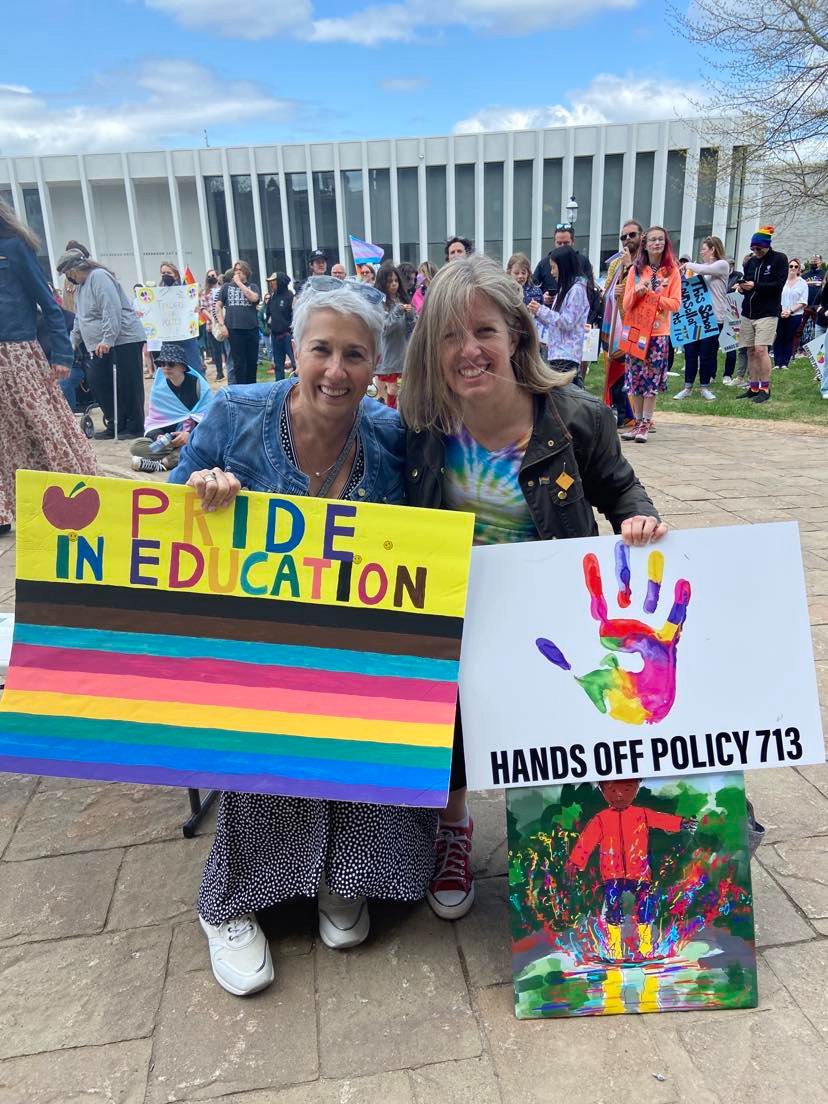 susanholt's tweet image. . @RobMcKeeMLA &amp;amp; I were proud to attend Rally in support of #Policy713 &amp;amp; stand in allyship w/ Pride in Education team, @Gailey99 , teachers, students &amp;amp; everyone impacted by this wrong-headed review. Great to see @DavidHickeySJ @MaghnusRyan Olivia D &amp;amp; my constituent Serge P too!
