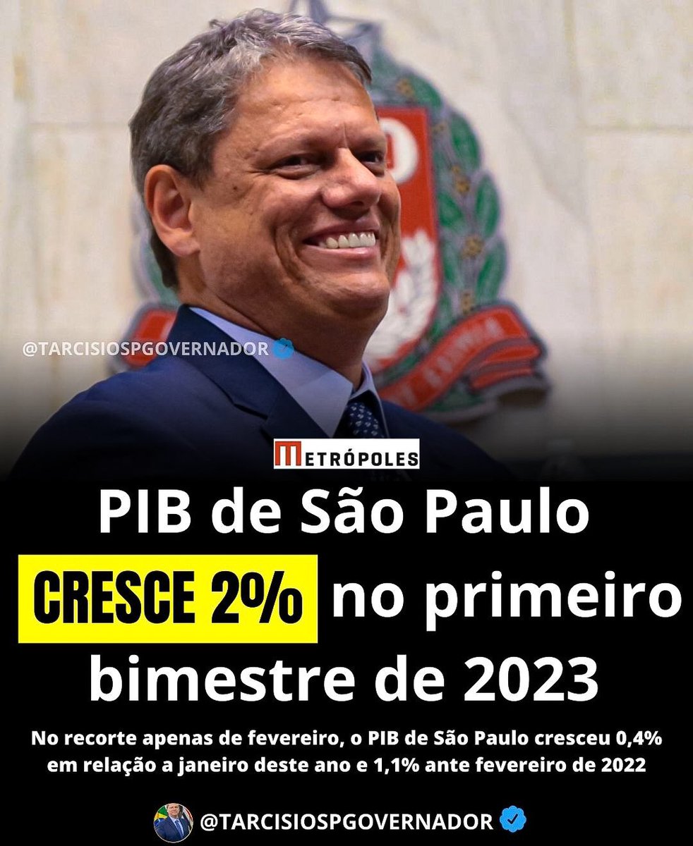 Parabéns, meu governador! São Paulo segue avançando, vamos pra cima @tarcisiogdf 🚀🇧🇷