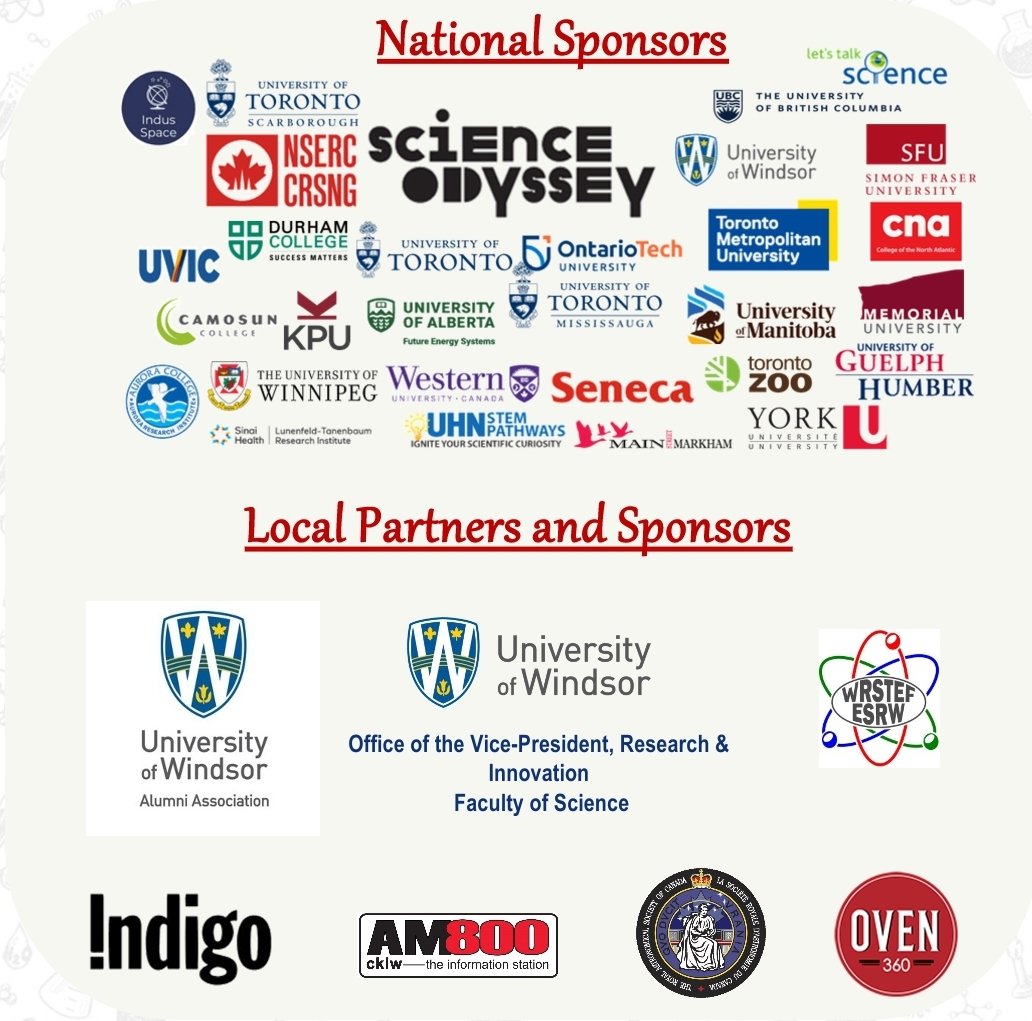 Science Rendezvous Windsor would like to give a shout out to all of our Local and National Sponsers! 

Thank you to all of these groups for supporting the Science Rendezvous!