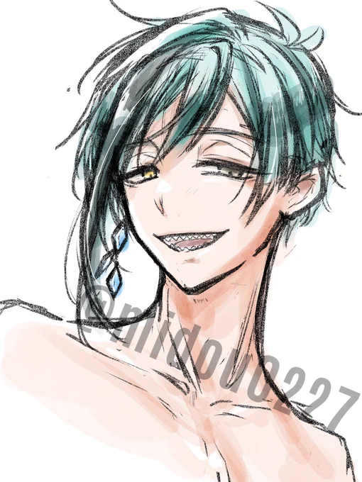 夜中にラフガリガリ描いてた  服装が決まらなかったのでとりあえず全裸