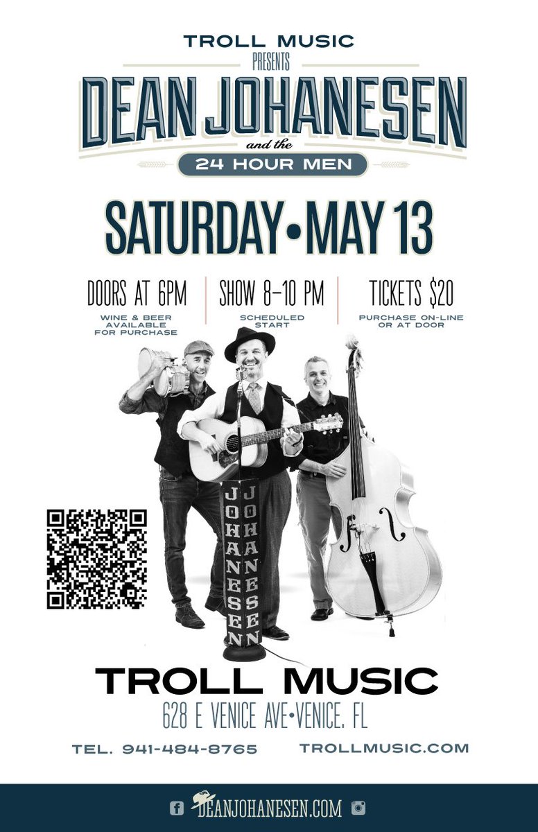 Troll Music In Venice TONIGHT!! Doors at 7:30 - show 8-10pm. Listening room, band show, new songs. 
*
Swing on by !![:{)> #deanjohanesen #trollmusic #venice #deanjohanesenandthe24hourmen #markpezzo #maxkelly #swingonby