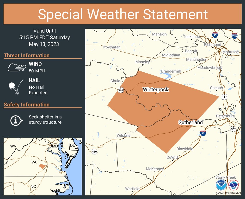 NWS Wakefield on Twitter "A special weather statement has been issued