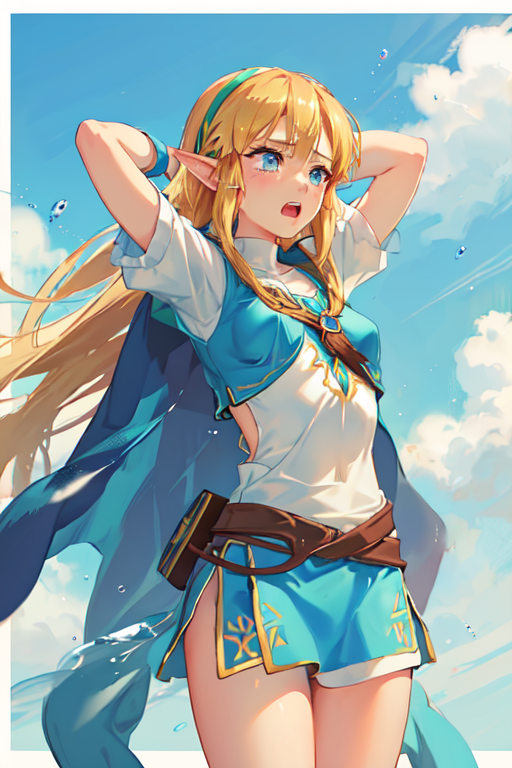 GeneratedKitty's tweet photo. Zelda Breath of the wild! #aiart #aigirls #aiイラ���ト #Aigenerated #CuteGirl #beautiful #pretty #realistic #aigeneratedart#Stablediffusion #Zelda https://t.co/uEFF7stuzs