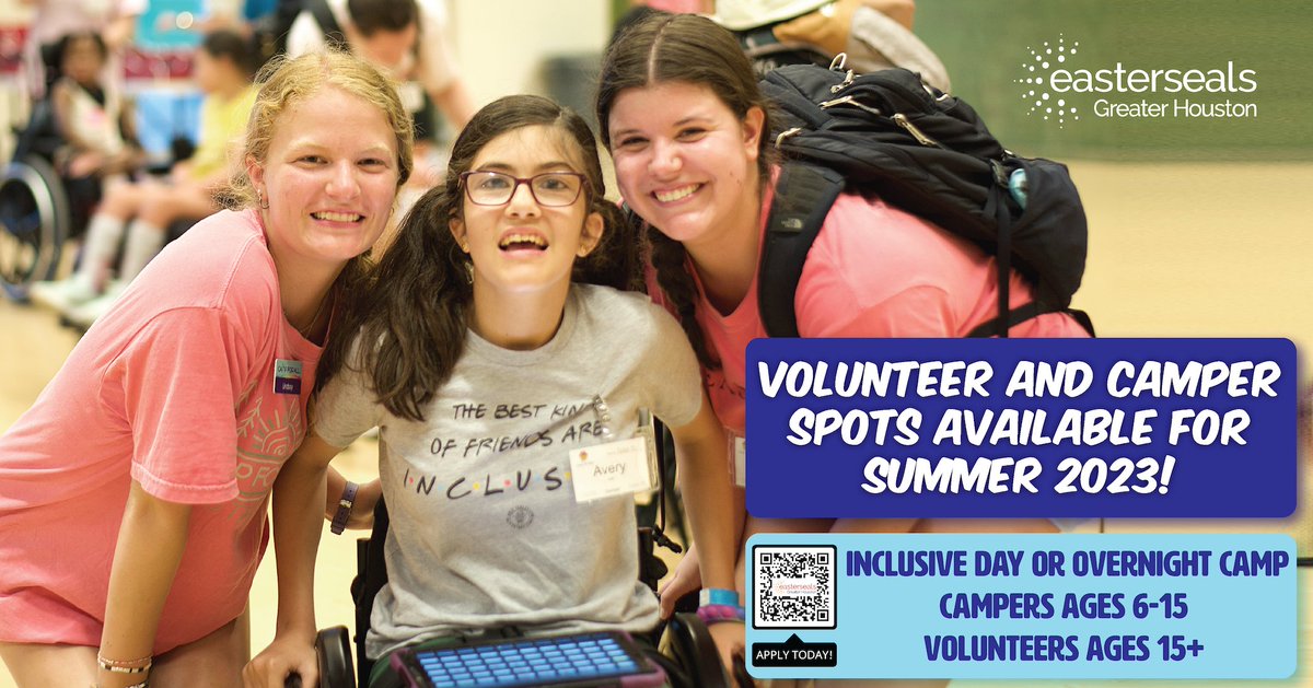 eastersealshou's tweet photo. Make this your favorite summer ever as a camper or counselor at Easter Seals Greater Houston’s accessible, inclusive camps. Apply to #CampBuckaroo or #CampSmiles today!
Apply now at https://t.co/x7j4JMip7v
#Camp #KidsCamp #SummerCamp #LoveTheDifferences #Volunteer #VolunteerHours https://t.co/i4lKcWqRGA
