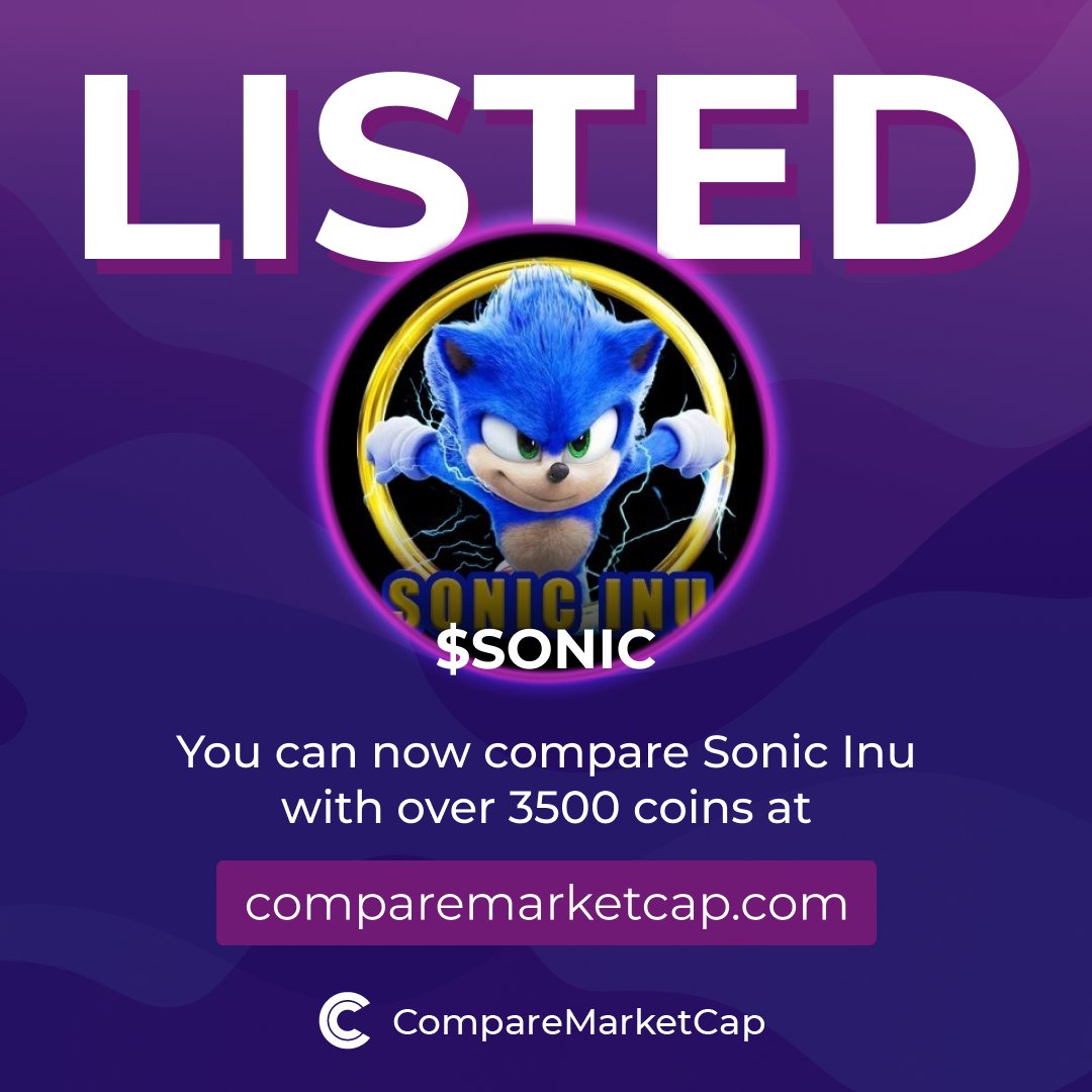 comparemcap's tweet photo. $SONIC is now listed on CompareMarketCap!  

📈 $1.5M 
💸 $0.0₁₀1 

Check out Sonic Inu on: 
- Website: https://t.co/EDRHZBmkf3
- Twitter: @SonicInuBSC
- Telegram: https://t.co/eqplLC6jVH
 
 You can now compare Sonic Inu with over 3500 coins on https://t.co/zFbooIoKtT