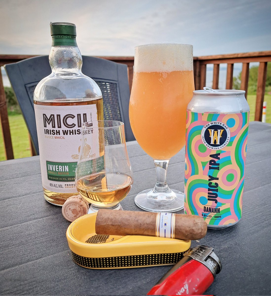 The sun is setting with <a href="/micildistillery/">Micil Distillery</a>, <a href="/TheWhiteHag/">The White Hag</a> and a Nub cigar for company.