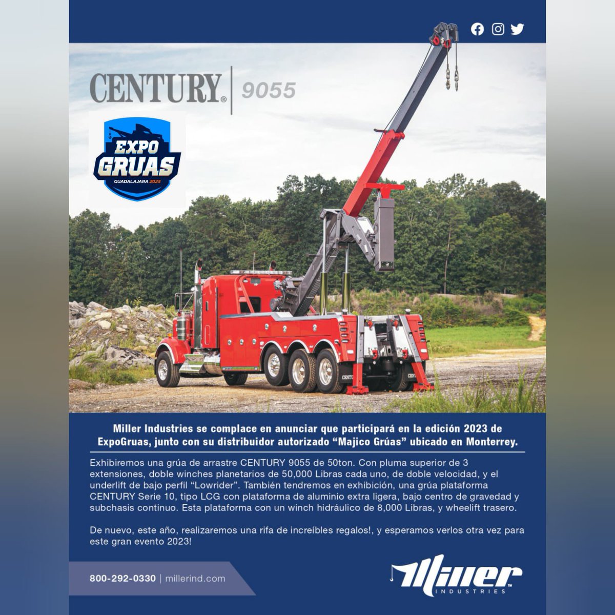 🇺🇸 Miller Industries estará presente en 

‼️𝗘𝘅𝗽𝗼 𝗚𝗿𝘂́𝗮𝘀 𝗚𝘂𝗮𝗱𝗮𝗹𝗮𝗷𝗮𝗿𝗮 𝟮𝟬𝟮𝟯‼️

📍En Expo Guadalajara

📅 Del 22 al 24 de junio 

✍️ Registraste sin costo en:
expogruas.com

📱55 1845 9145

#gruerodecorazon #expogruas
#gruas #gruasconfiables