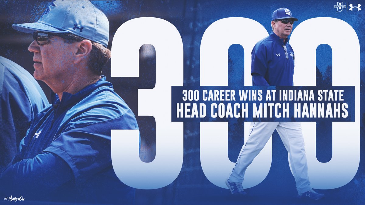 IndStBaseball's tweet photo. Today's win over Murray State marks @CoachHannahs 3️⃣0️⃣0️⃣th at the helm of the Indiana State baseball program

#MarchOn https://t.co/UcSn0a4vEV