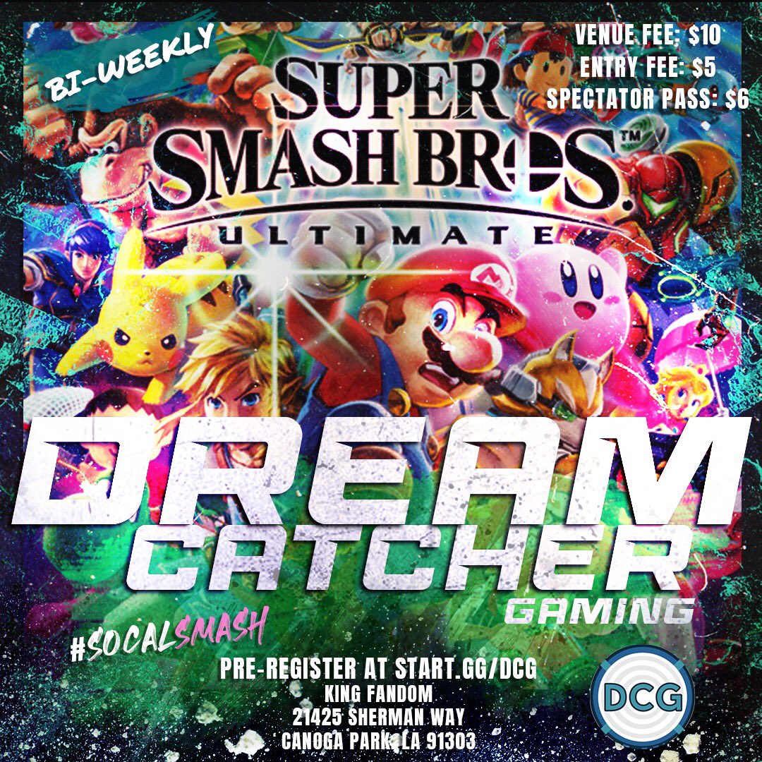 DreamCGaming's tweet photo. 🚀 Buckle up, gamers! DCG Season 4: Episode 3 is about to take off in Canoga Park! 🎮 Get ready for an epic #SuperSmashBrosUltimate battle and loads of fun! 💥 Pre-register now: https://t.co/D3uE4ztMds (https://t.co/D3uE4ztMds) #DCGaming #KingFandom https://t.co/LMpDLbmwJH