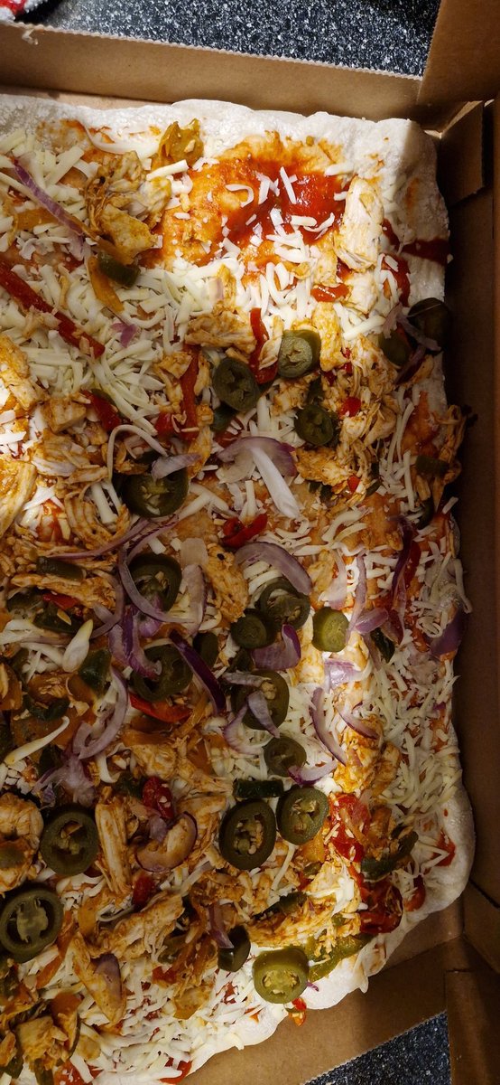 MrsJLOreilly's tweet photo. @bbceurovision @BBCOne @BBCiPlayer Here you go #GrahamNorton chicken pizza 
Having a eurovision party in derby loving the songs https://t.co/YPFORI1h1R