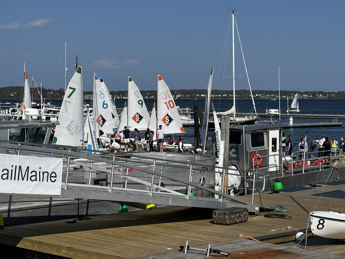 SailingCape's tweet photo. SailMaine O’Day qualifier racing over.  Milton with 1st and CEHS tentatively qualifying for 2nd time in team history.  Co-captains Tess Straw and Cora Johnson with 3rd overall in A fleet.  Story Straw, Norah Shroder, and Kingsley Birch take 5th in B!  @ceathletics @Sail_Maine https://t.co/w3FZfXmQTx