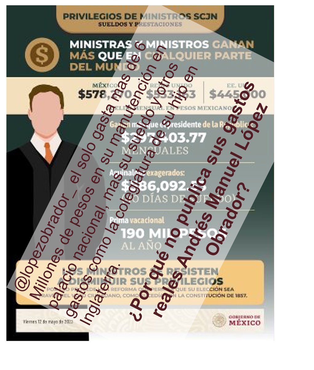 yosoycampmex's tweet photo. ¿Porque @lopezobrador_ exhibe los sueldos de otros?
Pero no publica a cuanto ascienden sus gastos, incluyendo mantenimiento de Palacio nacional, colegiatura de su hijo en Inglaterra, y lo que le llega por la #PartidaSecreta que le regalaron los #Mierdenos de @PartidoMorenaMx https://t.co/xJUxFQA2bc