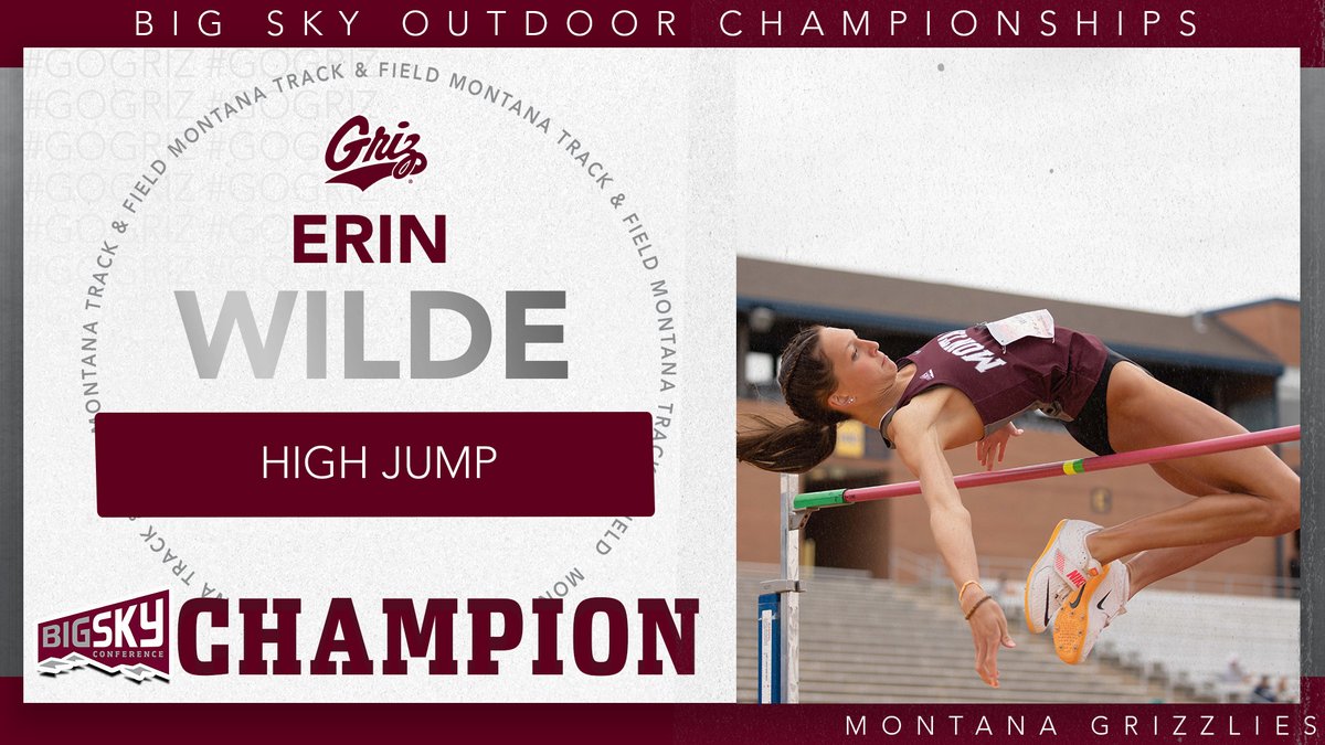 MontanaGrizTFXC's tweet photo. 🏆𝑩𝑰𝑮 𝑺𝑲𝒀 𝑪𝑯𝑨𝑴𝑷𝑰𝑶𝑵🏆

The FRESHMAN Erin Wilde claims the title with a career best jump of 5-9.25! Congrats Erin! #GoGriz #GrizTF https://t.co/aO8urHj8ZA