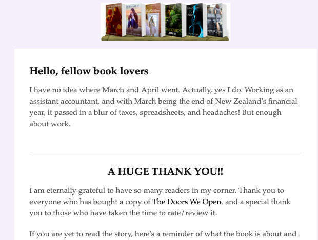 My latest newsletter has just gone out. Click the link below if you want to have a nosy....gem.godaddy.com/p/5e1a461

#WLW #sapphicfiction #lesbianromance #lesfic #wlwauthor