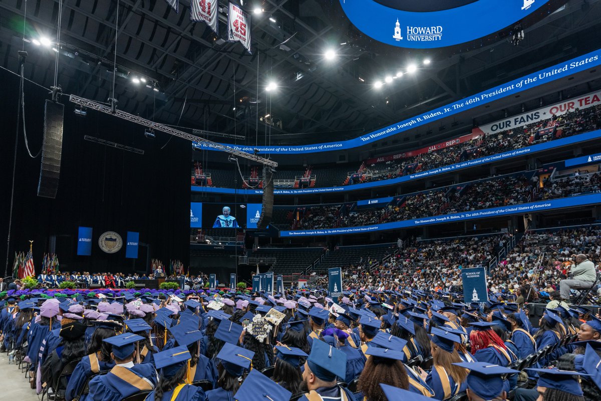 POTUS46Archive's tweet photo. Howard University Class of 2023, I was honored to join you today.
No graduating class gets to choose the world into which it graduates. But few classes enters a point in our history where it has the chance to change the trajectory of the country.
You face that inflection point. https://t.co/Stzs68641J