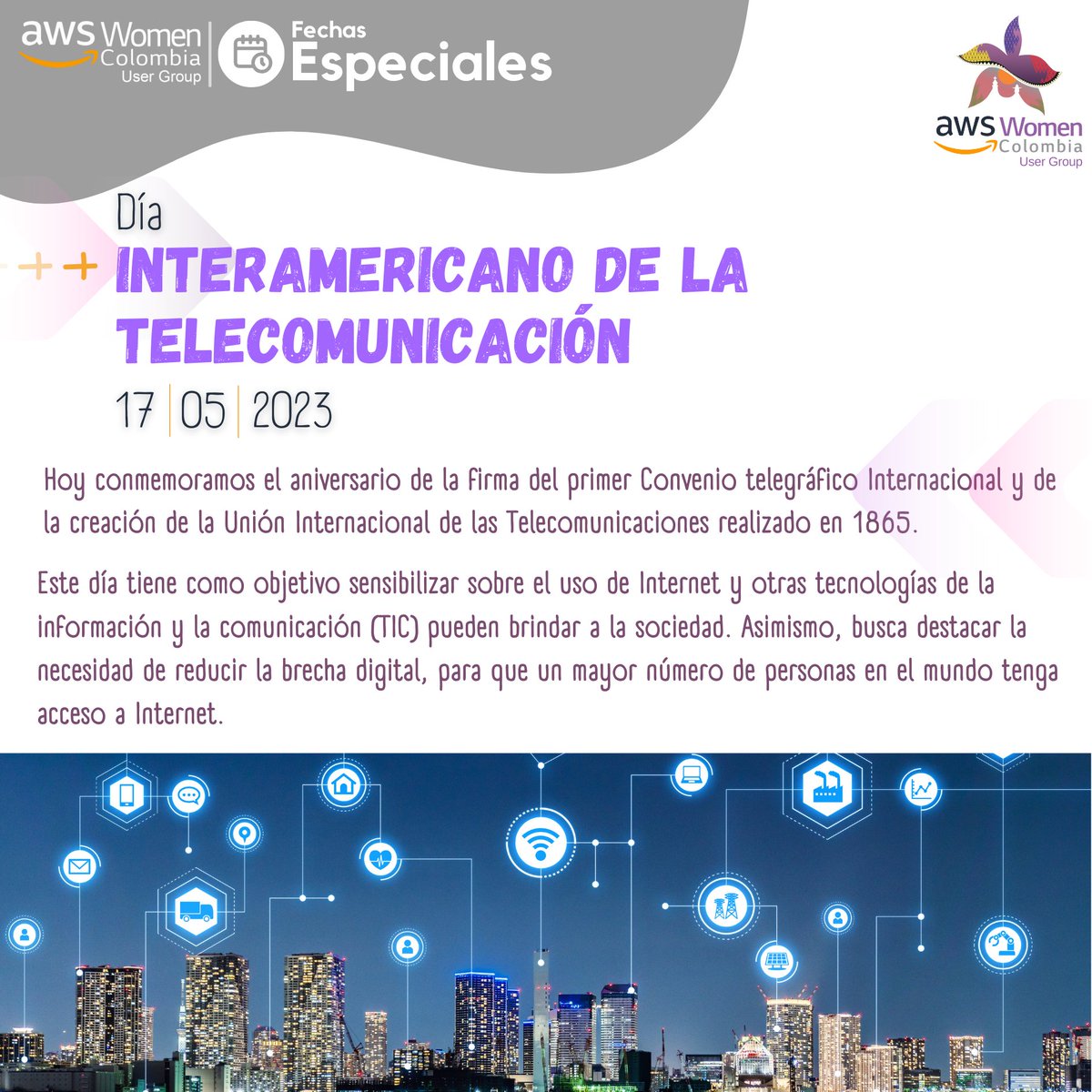 awswomencol's tweet photo. ⚡⚡ Día interamericano de la comunicación⚡⚡
Celebramos el poder y la importancia de la comunicación en todas sus formas
#AWSWomenColombia #WomenInTech #AWS #AWSUserGroups https://t.co/GK6VfxPmHl